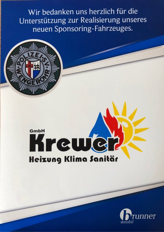 Sponsoring des neuen Fahrzeugs des Polizei-SV Wengerohr e.V.